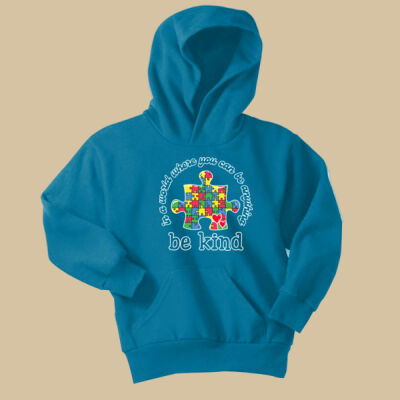 Youth - Be Kind Puzzle Piece Hoodie - Autism Awareness Thumbnail