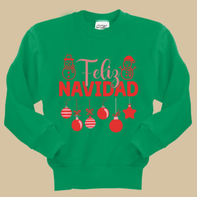 Youth Crewneck - Seasonal Winter Holidays - Feliz Festive - Red Thumbnail