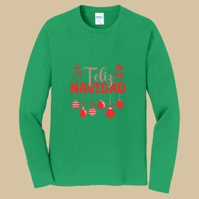 Adult Long Sleeve Shirt -  Winter Holidays - Feliz Festive - Red Thumbnail
