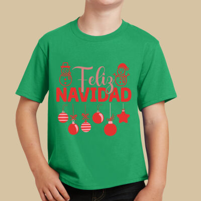 Youth T-Shirt -  Winter Holidays - Feliz Festive - Red Thumbnail