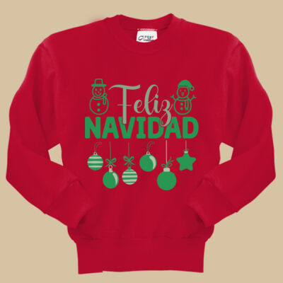 Youth Crewneck - Winter Holidays - Feliz Festive - Green Thumbnail