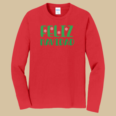 Adult Long Sleeve Shirt - Winter Holidays-Feliz Navidad-Green Thumbnail