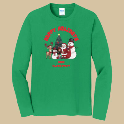 Adult Long Sleeve Shirt - Winter Holidays - Happy Holidays - Red Thumbnail