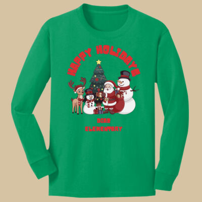Youth Long Sleeve Shirt - Winter Holidays - Happy Holidays - Red Thumbnail