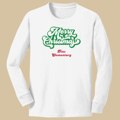Youth Long Sleeve Shirt - Winter Holidays - Merry Christmas - Green & Red Thumbnail