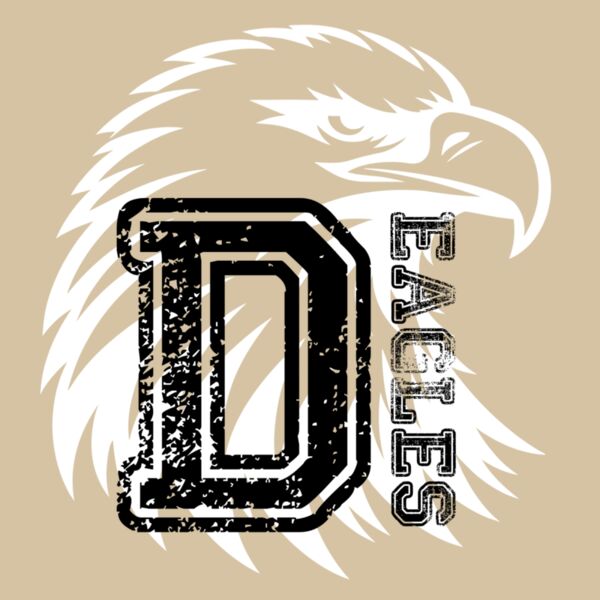 Distressed D & White Eagle - Black Thumbnail